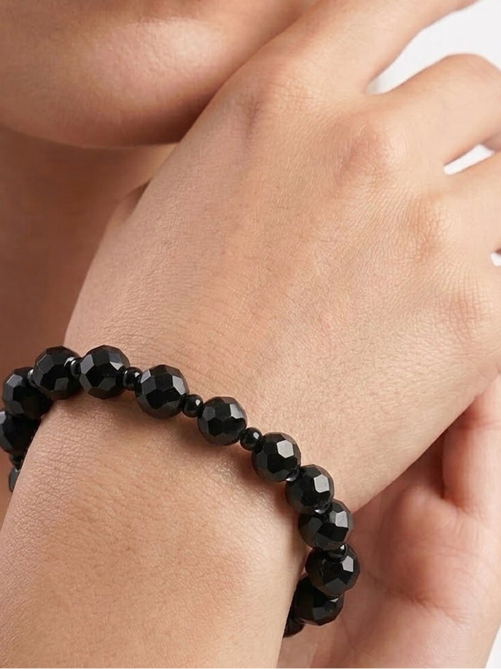 80ctw Thai Black Spinel w Black Obsidian Bracelet